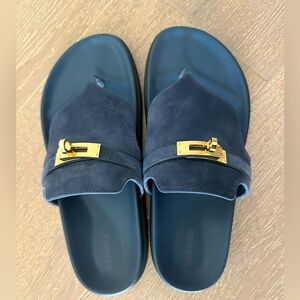 Brand New Hermes Empire Sandal size 39.5 dark Blue with Rose Gold Hardware